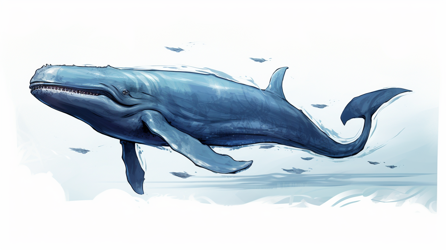 Giant Blue Whale Friend Eating Digital Painting