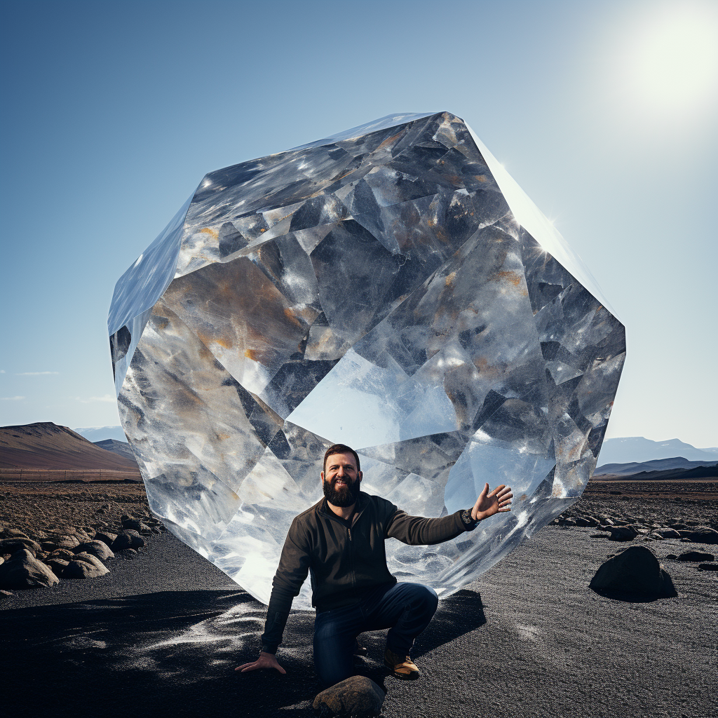 Man with Huge Polished Diamond