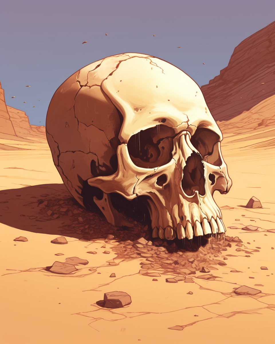 Giant Skull Buried in Desert