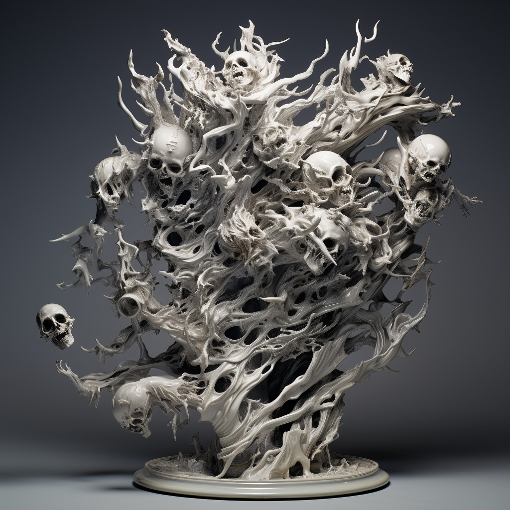 Unique 4K Plastic Silver Sculpture