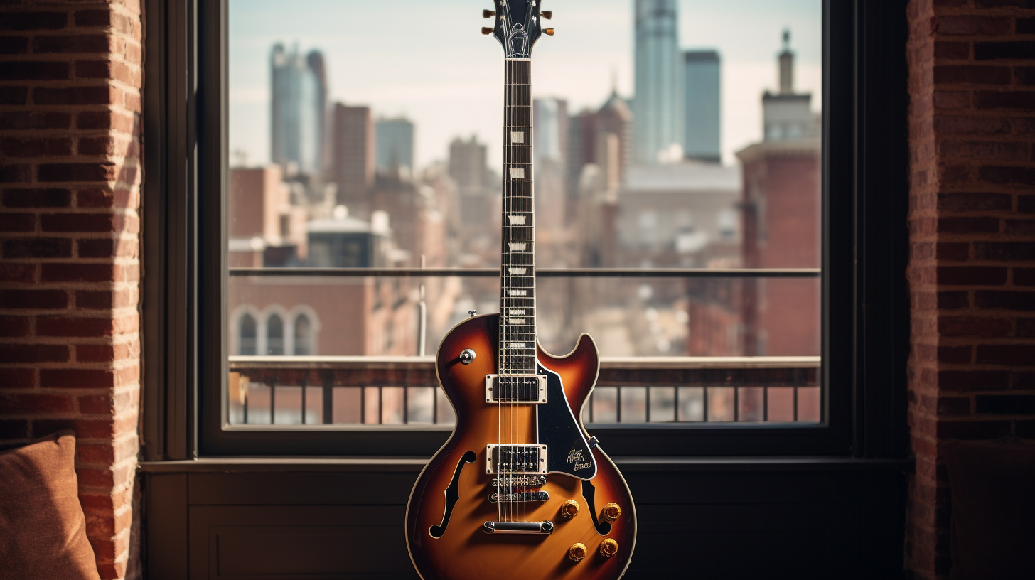 Gibson electric guitar in NYC apartment