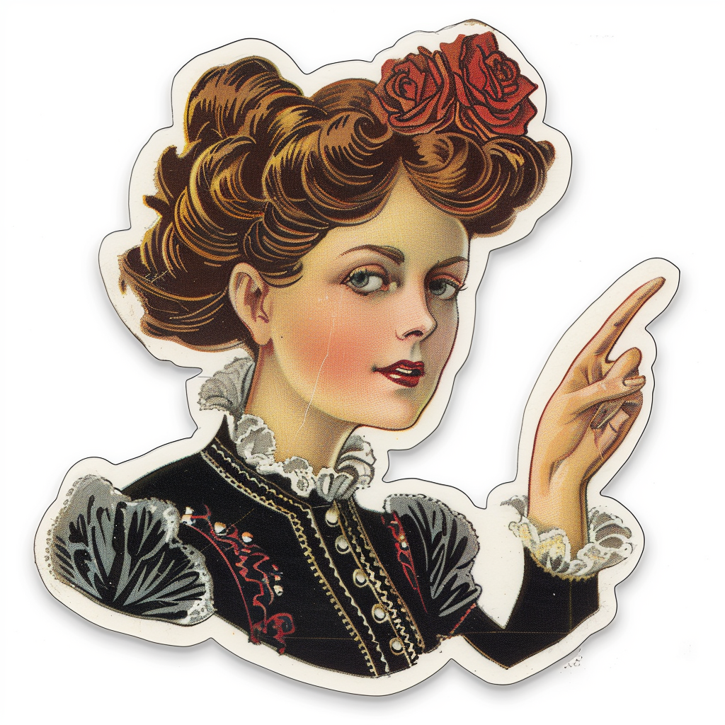 Gibson Girl Bird Sticker White Background