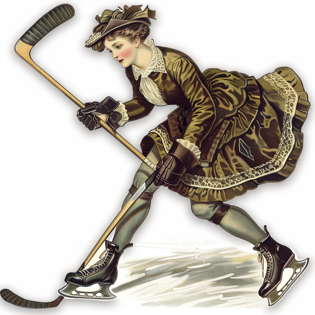 Gibson girl playing ice hockey sticker