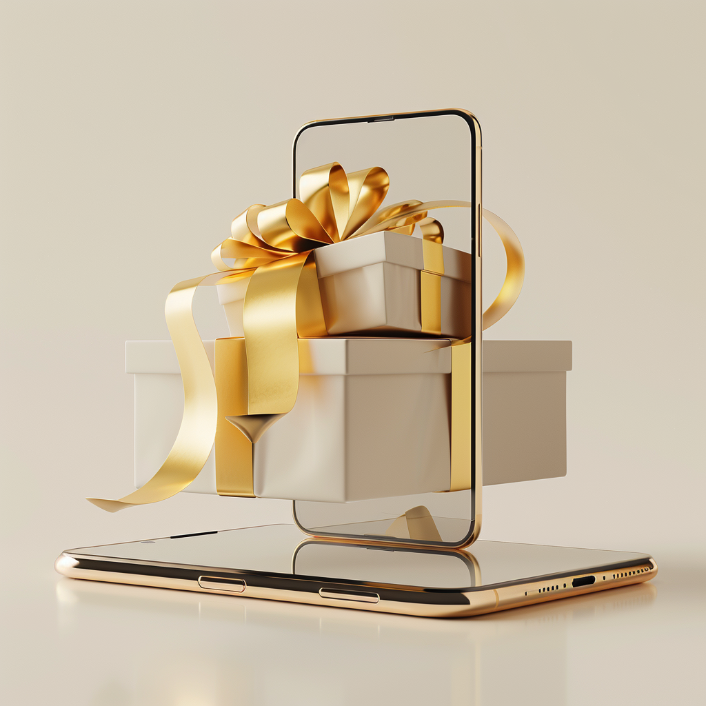 Gold ribbon gift box iPhone