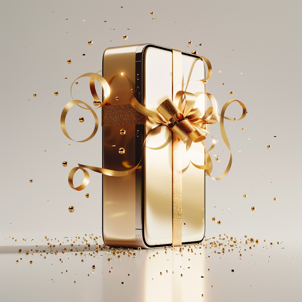 Gold ribbon gift box iPhone