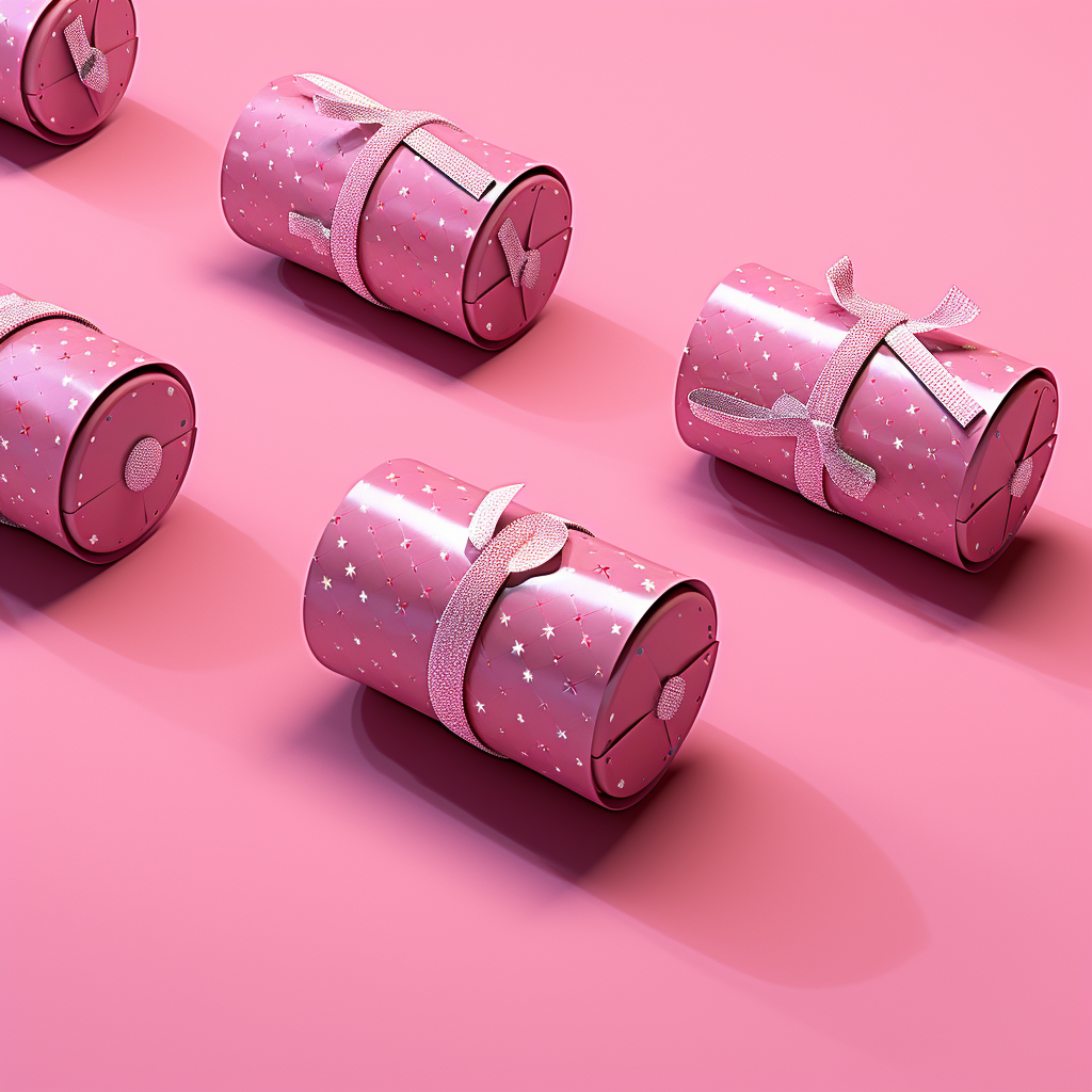 Gift wrap rolls on pink background