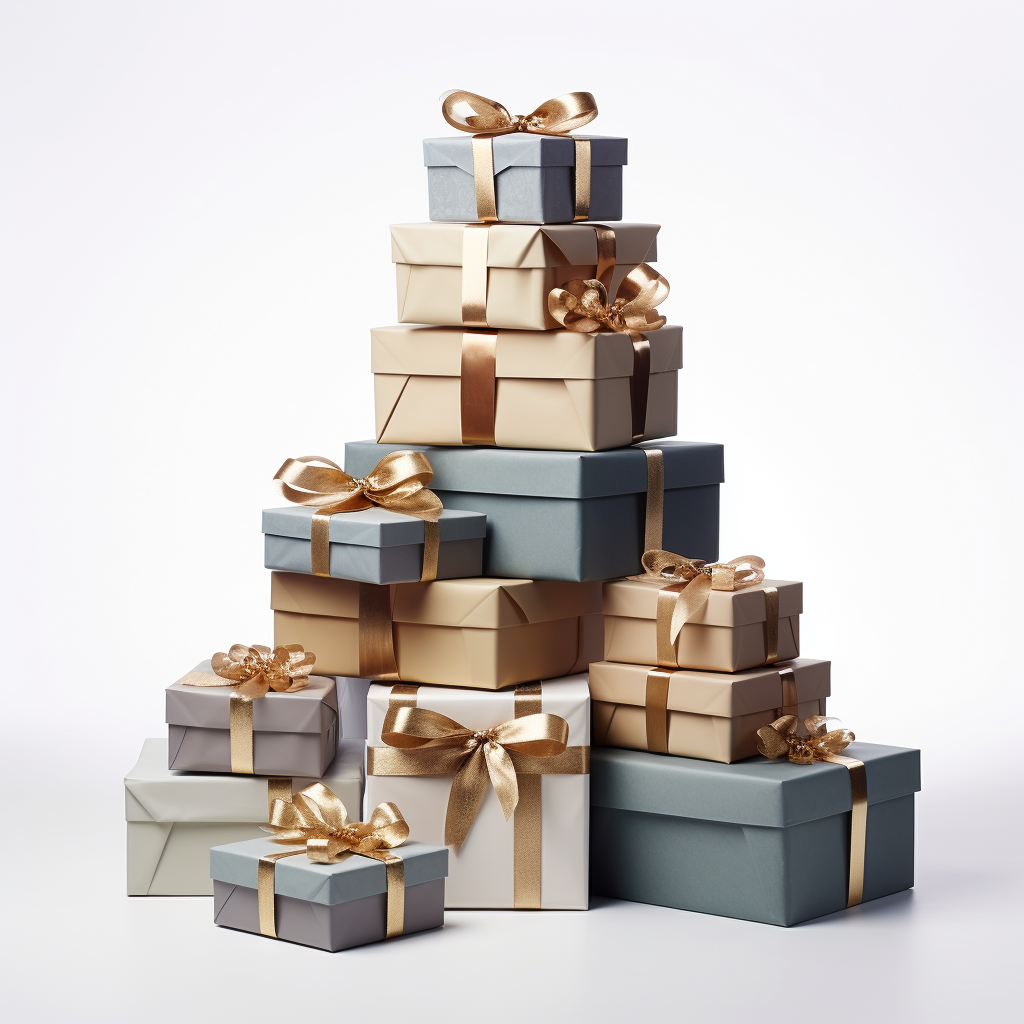 Pile of Gift Boxes on White