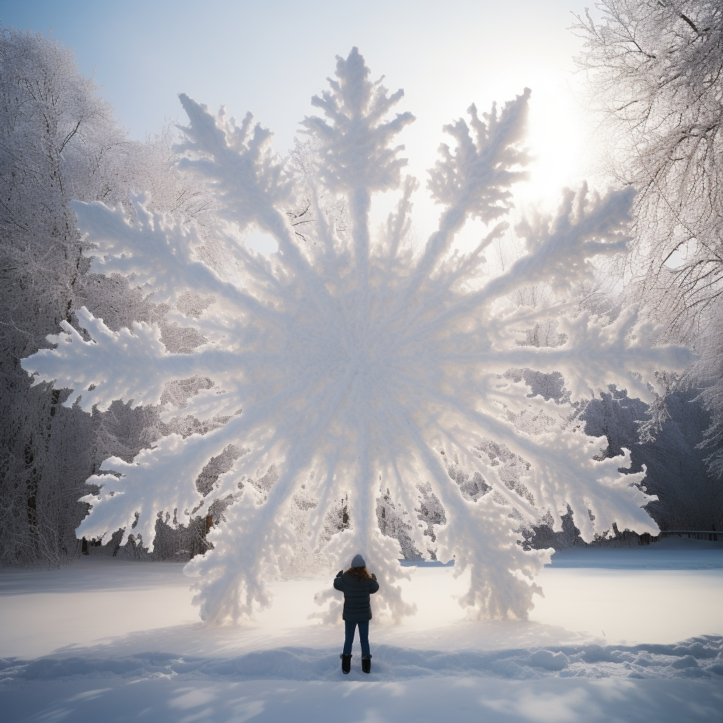 Beautiful gigantic snowflakes in nature