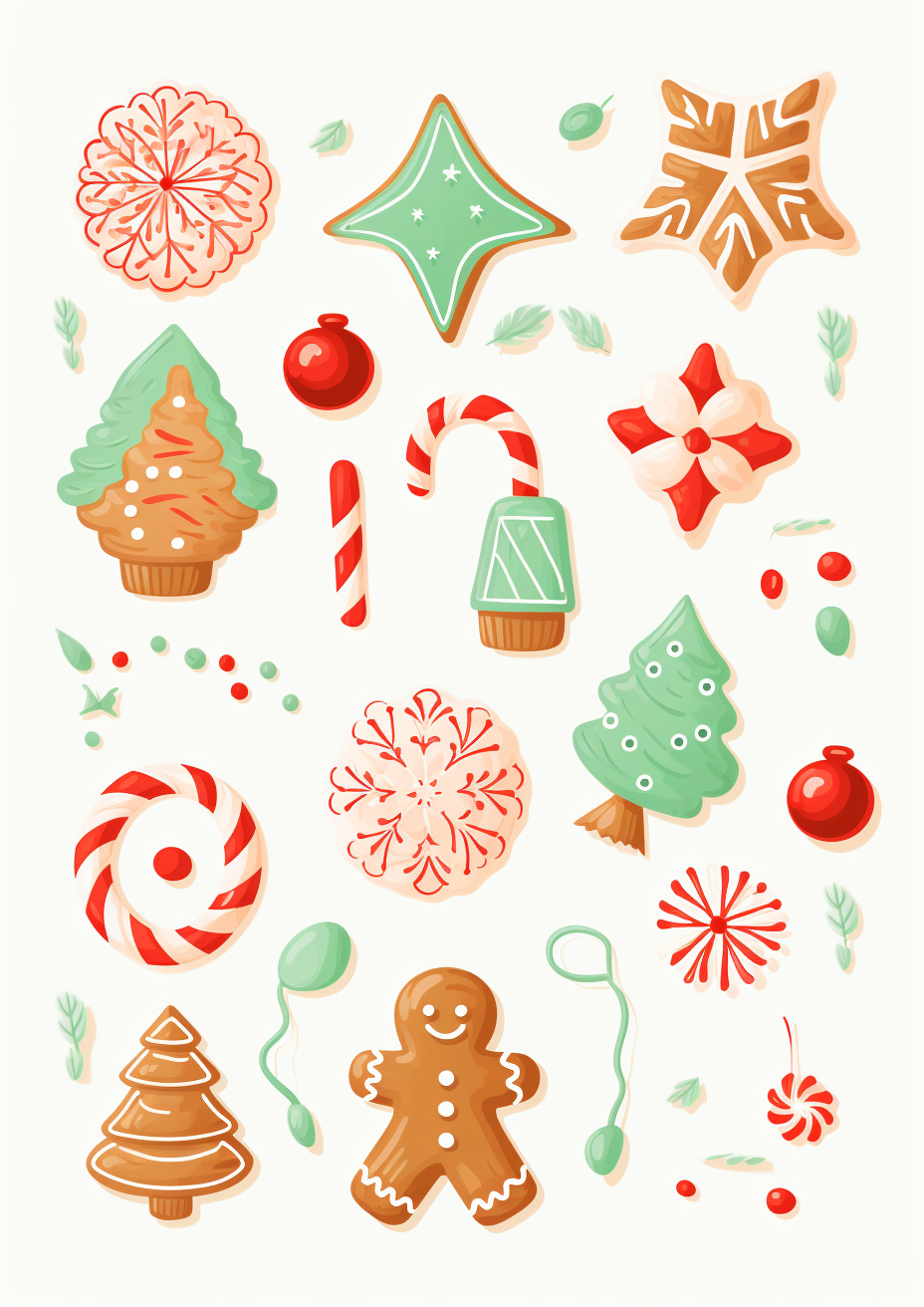 Ginger cookie holiday illustration with festive atmosphere