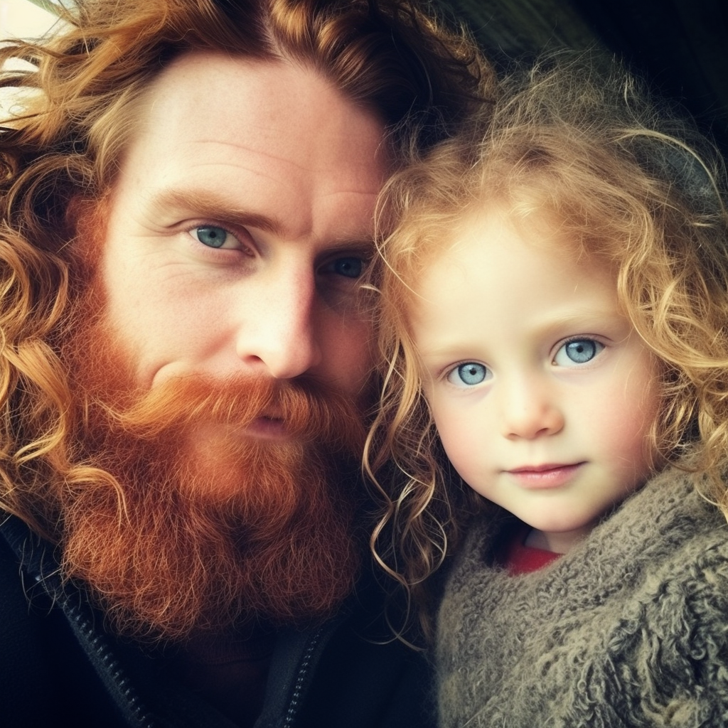 Father and Daughter with Ginger Curly Hair