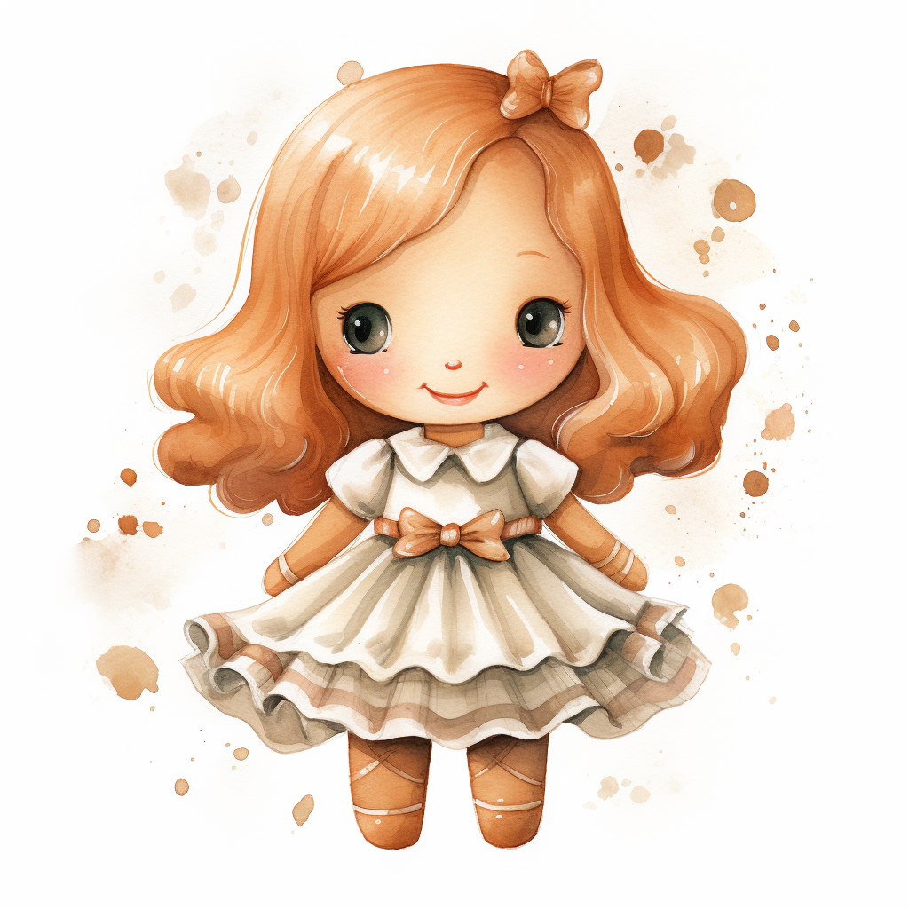 Glossy watercolor gingerbread girl cookie