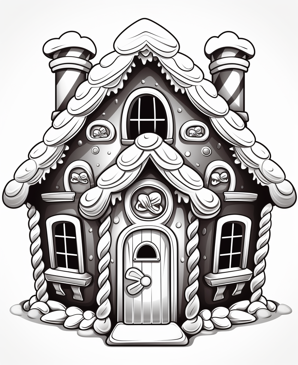 Gingerbread house coloring for kids