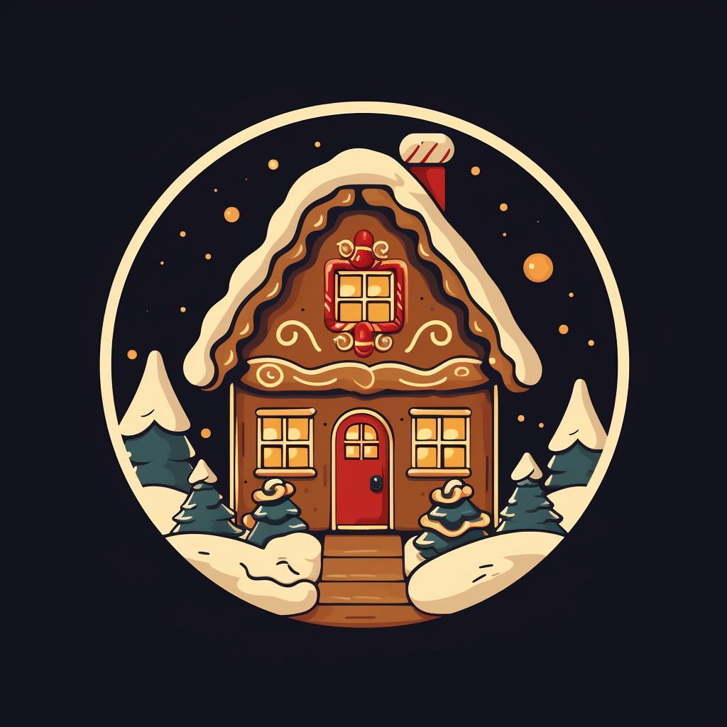 Minimalistic gingerbread house Christmas logo