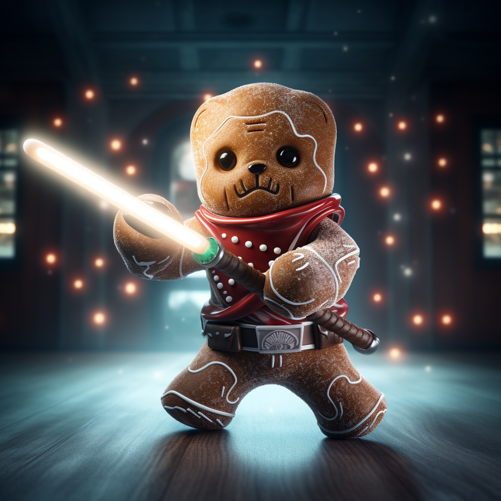 Gingerbread Man with Light Sabre Fighting