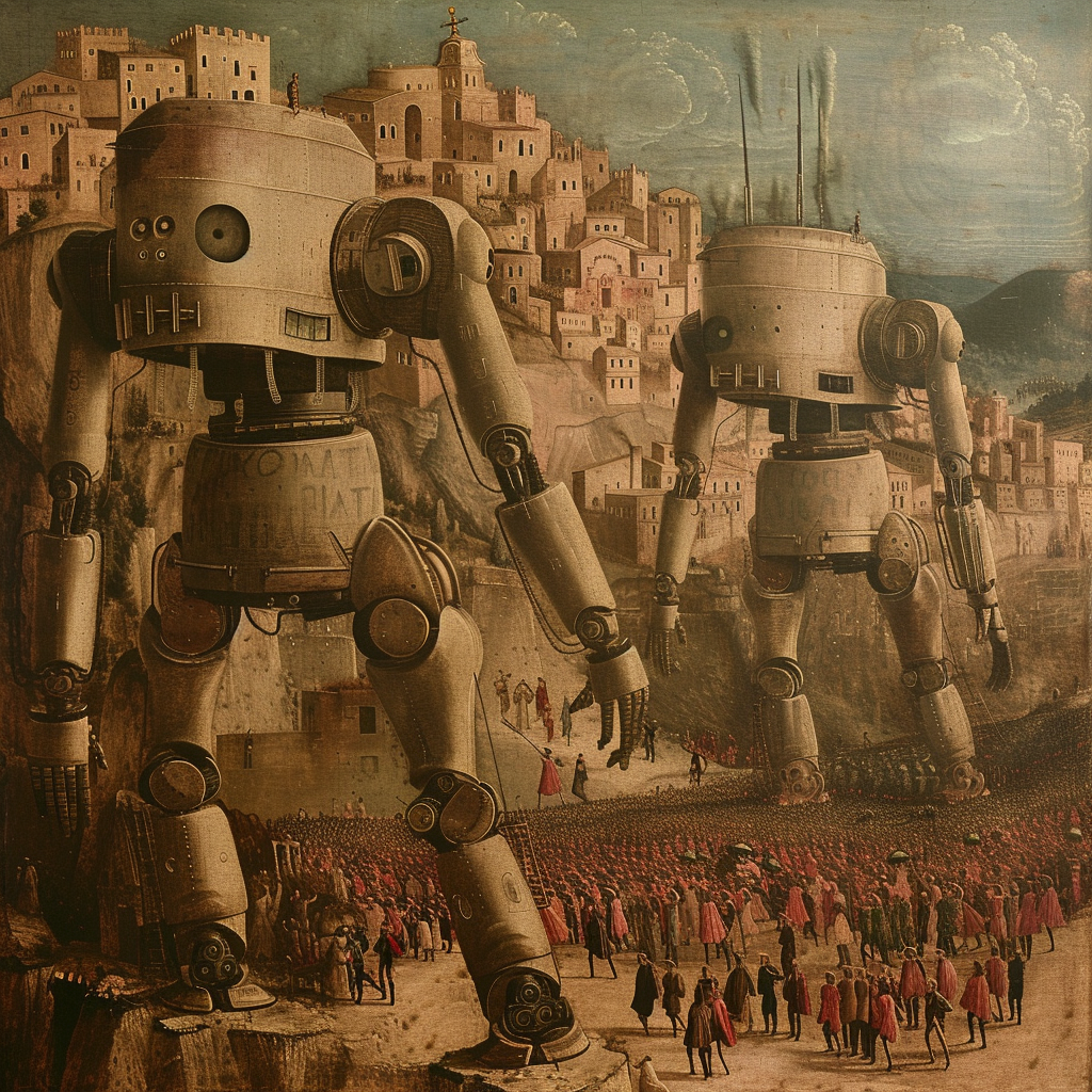 Giotto Robot Army Villages Renaissance Painting