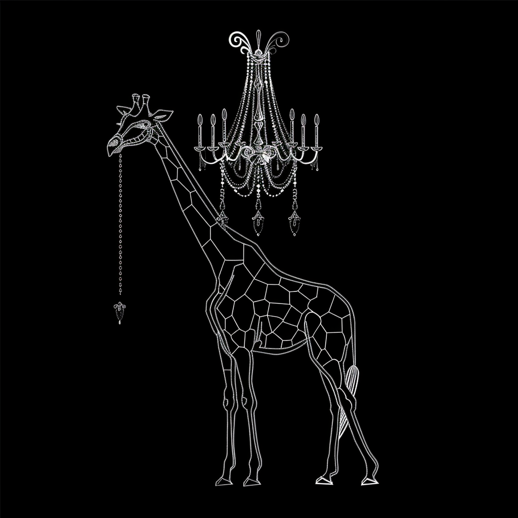 Giraffe holding chandelier wire silhouette