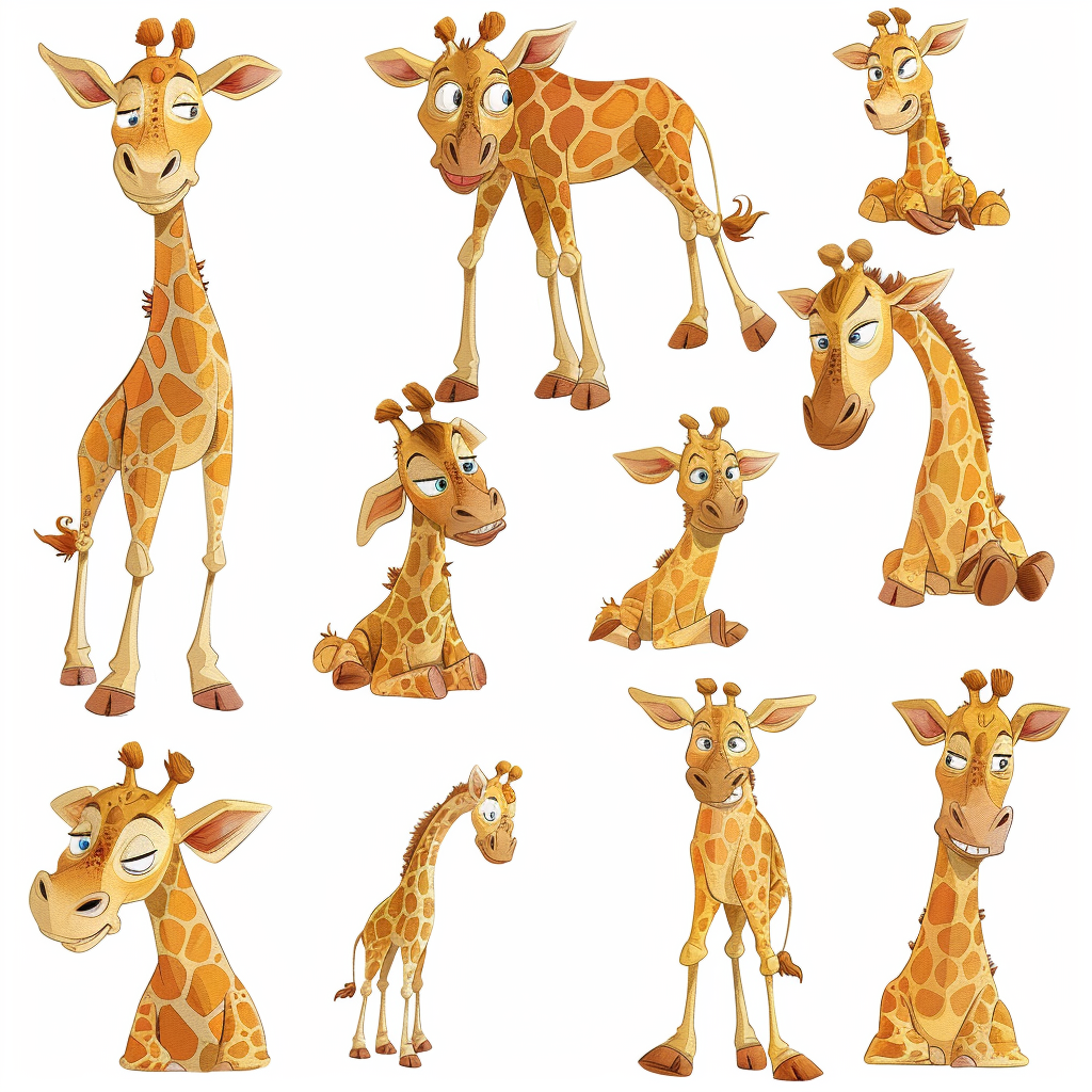 Cute giraffe aquarelle illustrations