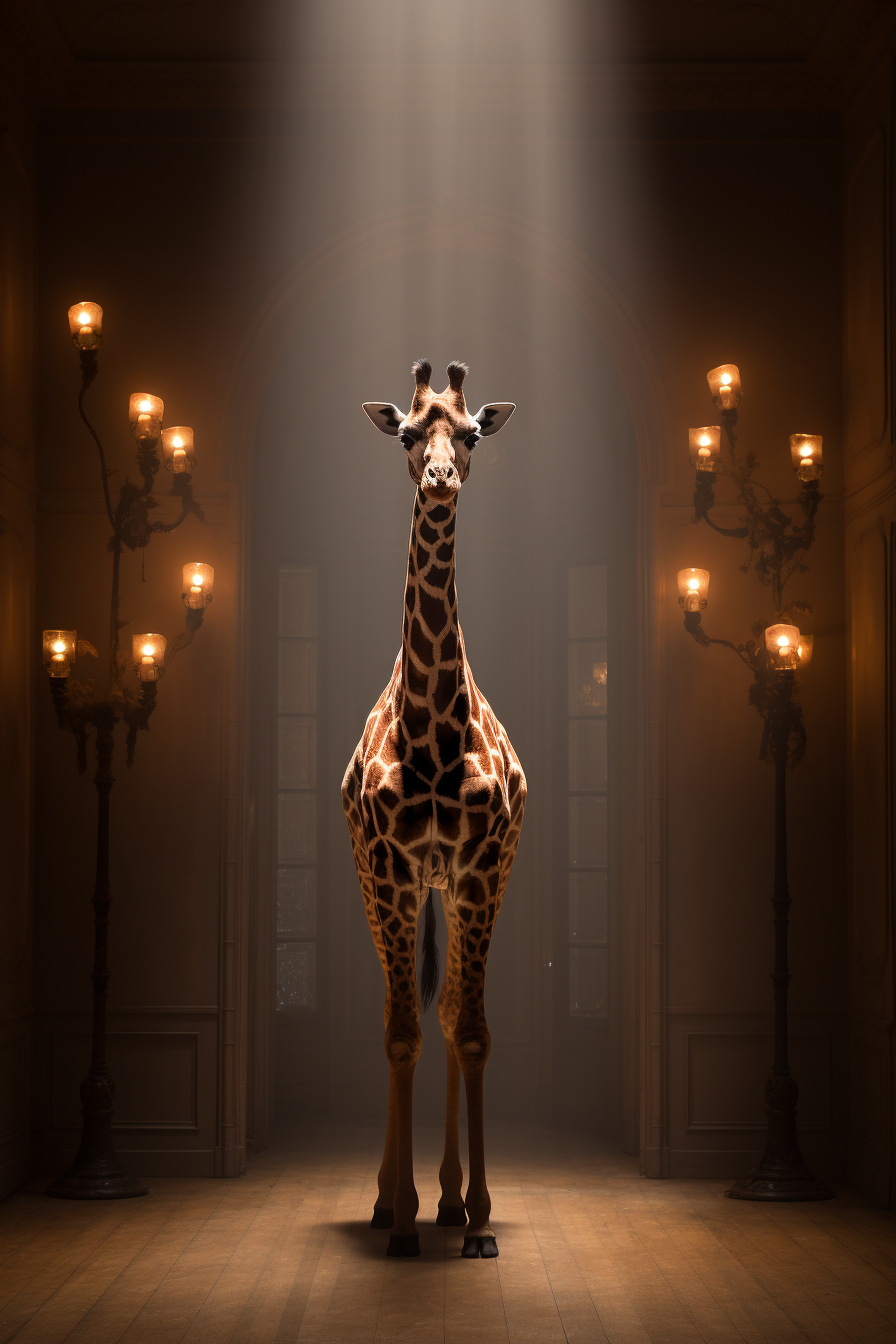 Detailed Giraffe with Soft Rembrandt Lighting