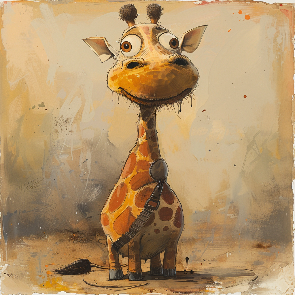 Round Body Giraffe Watercolor Art