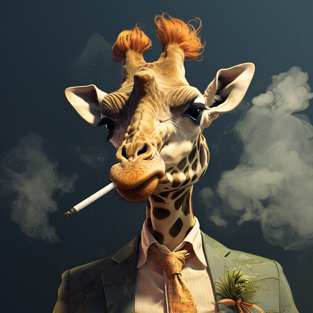 Giraffe smoking joint illustration