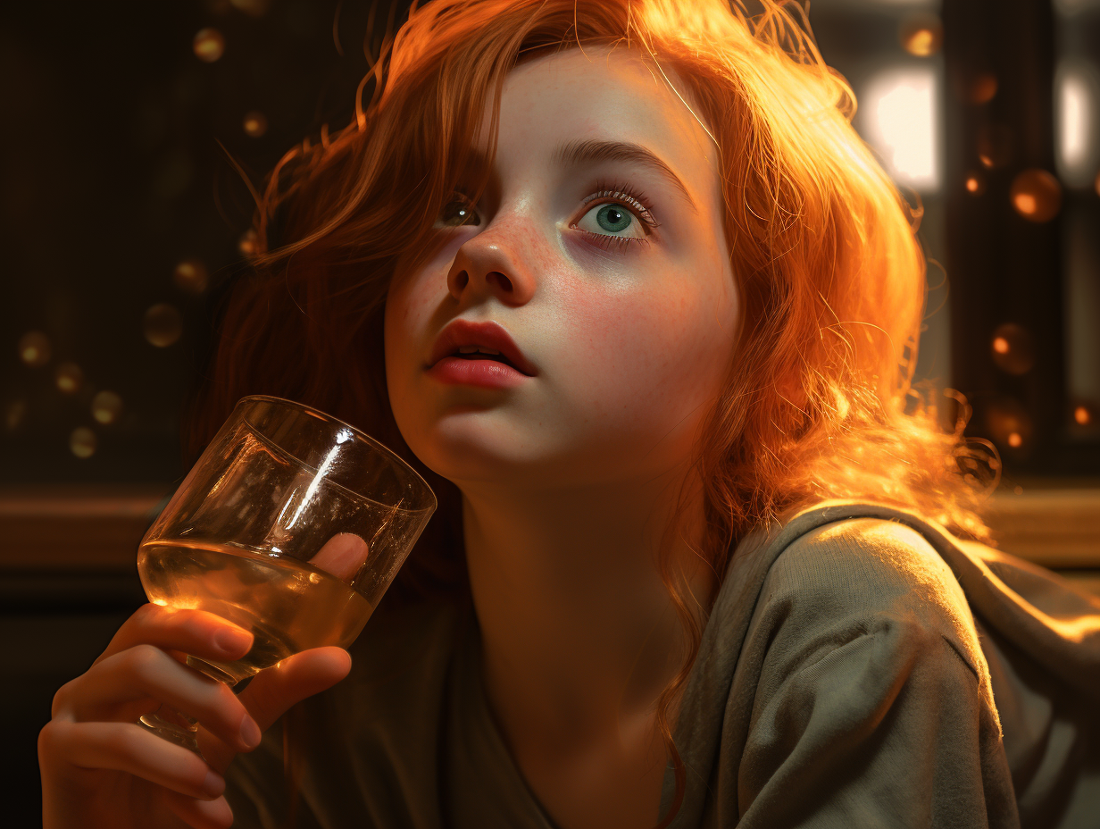 Young girl enjoying champagne celebration