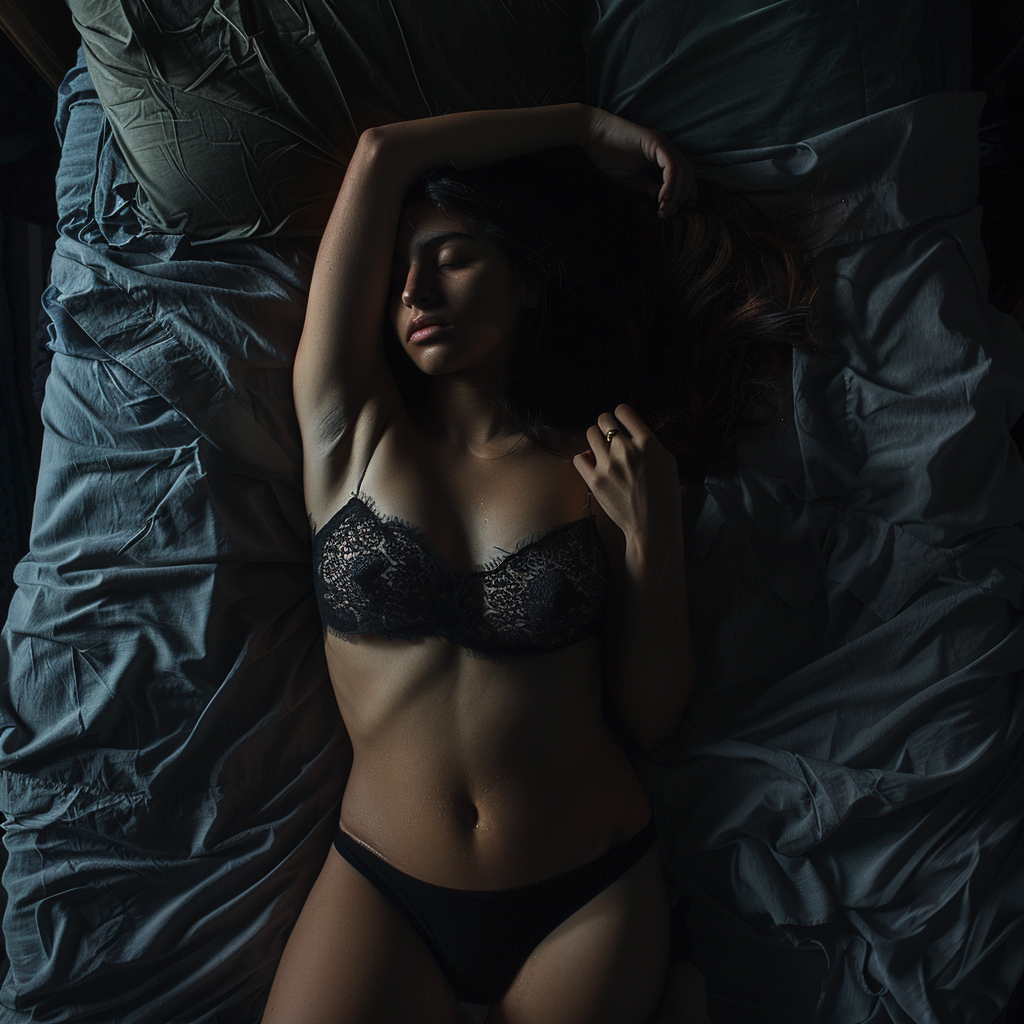 Dark RnB Girl in Bed