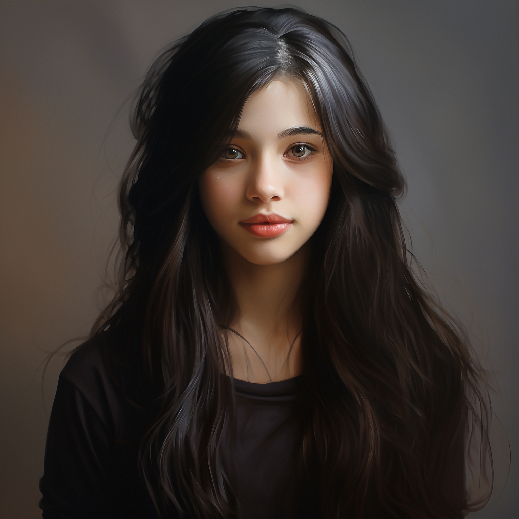 Young girl with black hair and brown eyes