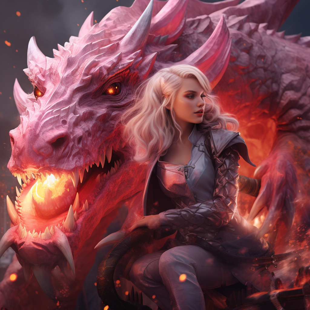 Girl Riding Fire Breathing Dragon