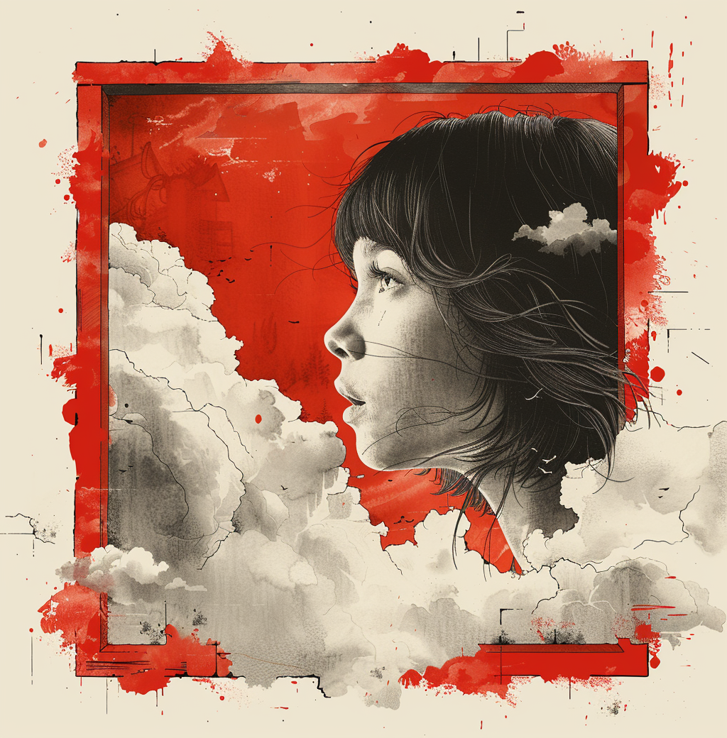 girl vintage poster style cloud