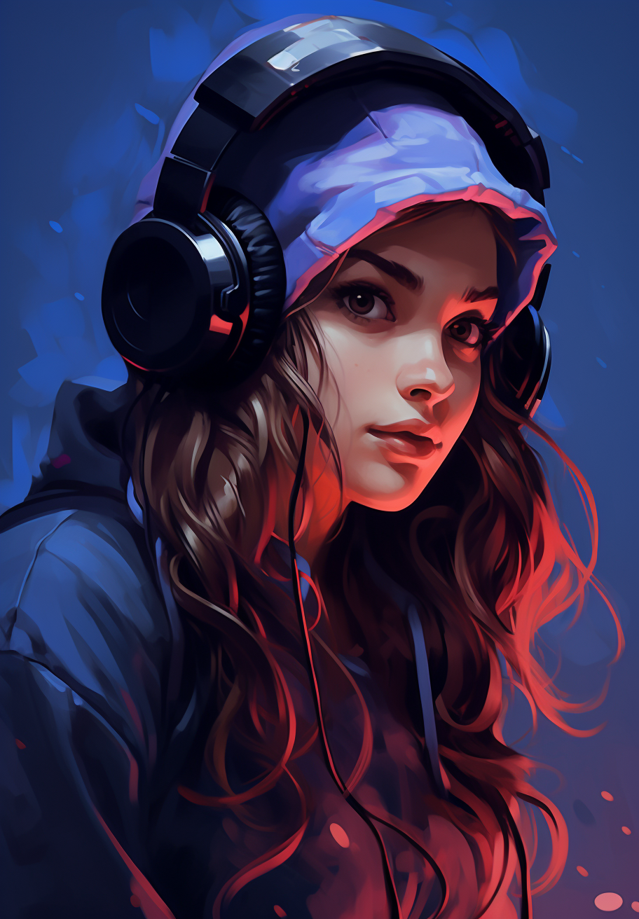 Girl holding controller and wearing gaming headset