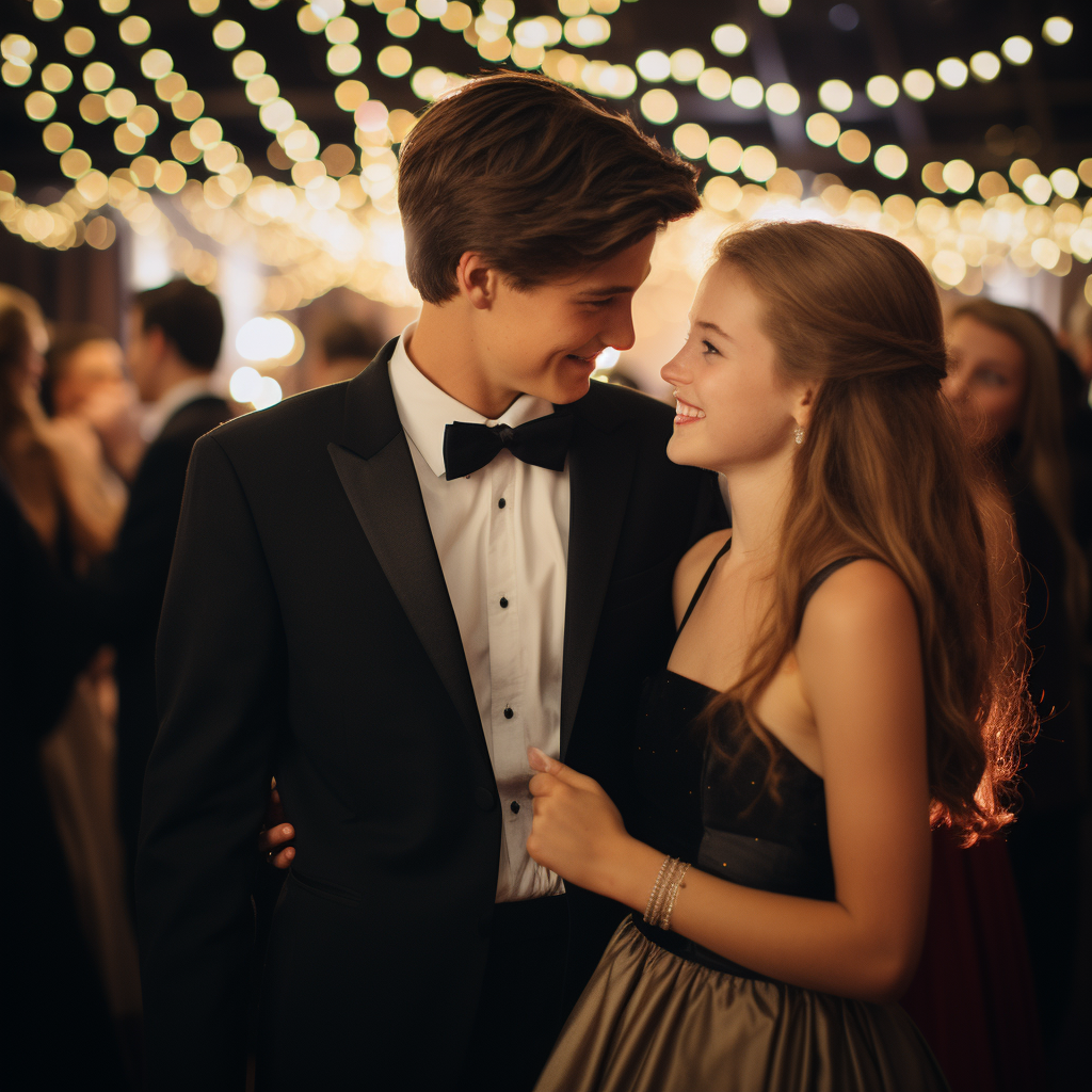 Teenage girl and boy dancing at a ball