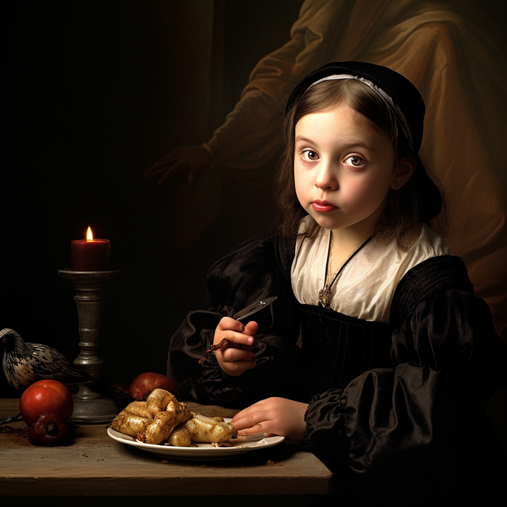 Little girl enjoying chicken meal