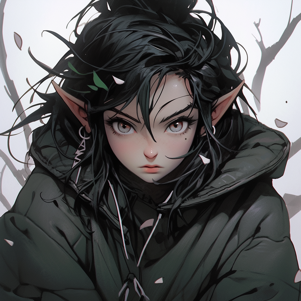 Girl Gremlin Street Fighter Elven Ears Black Hair