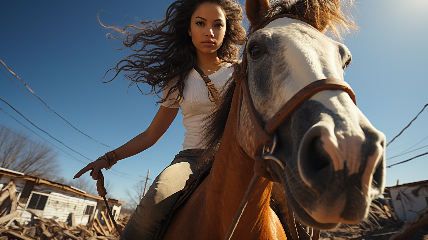 Girl doing handstand on horseback