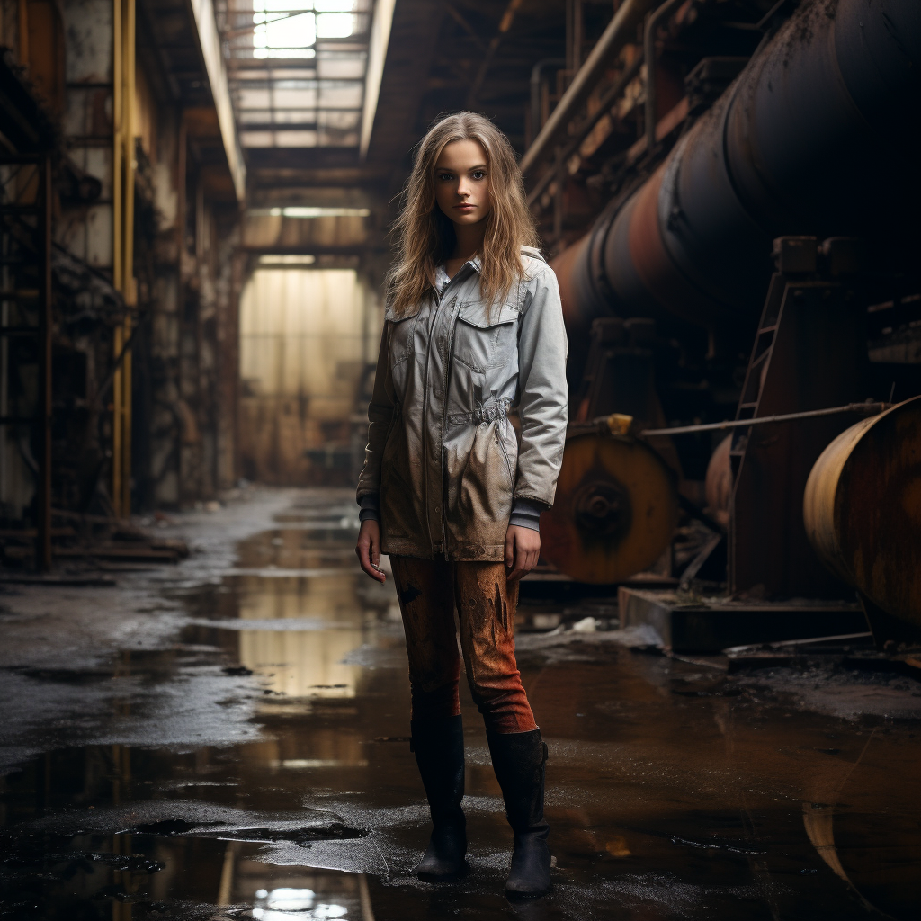 Girl in Industrial Lost Place