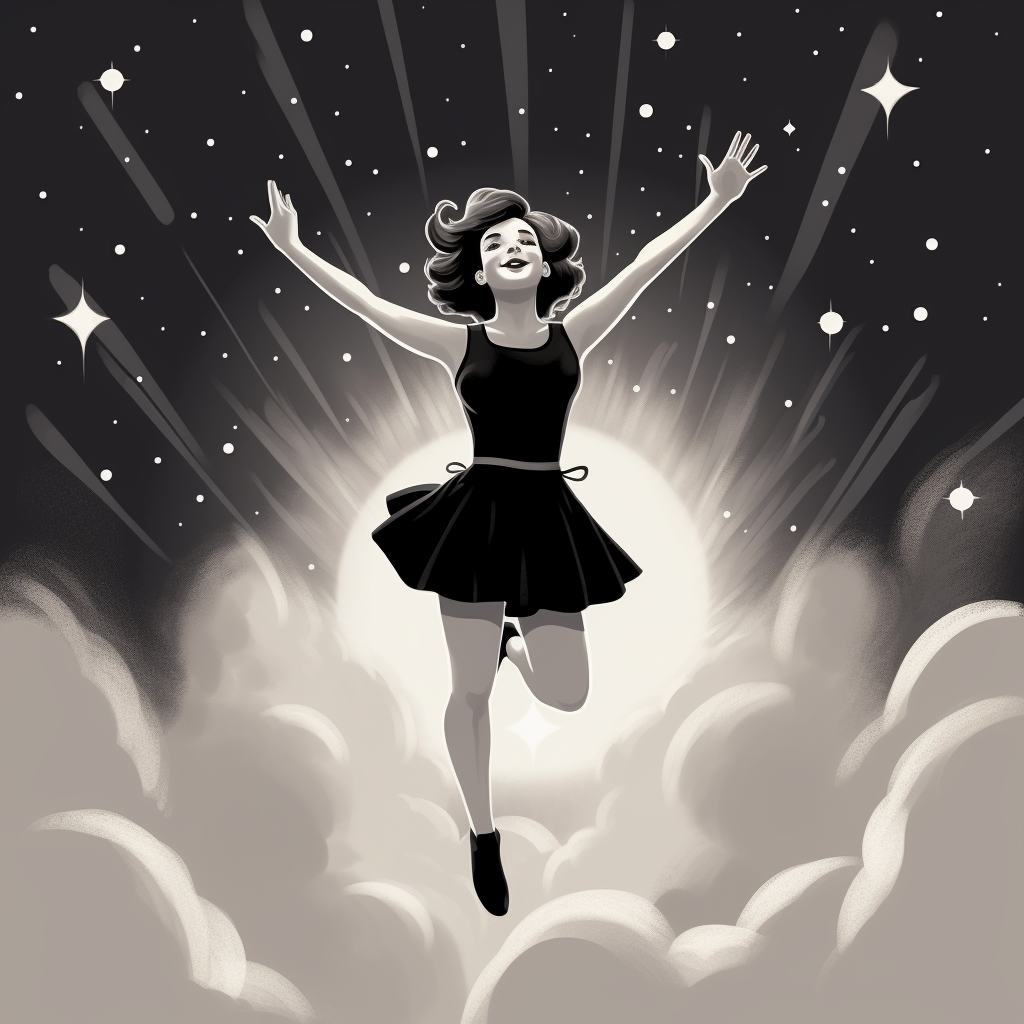 Illustration of a happy girl jumping for joy