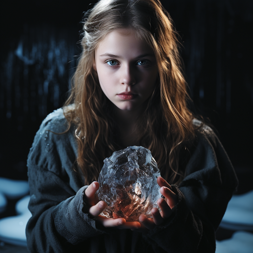 Girl Melting Ice in Hands