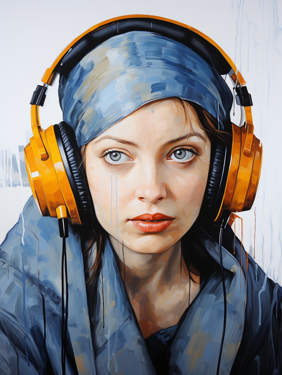 Girl with a Pearl Earring  by Van Gogh with headphones