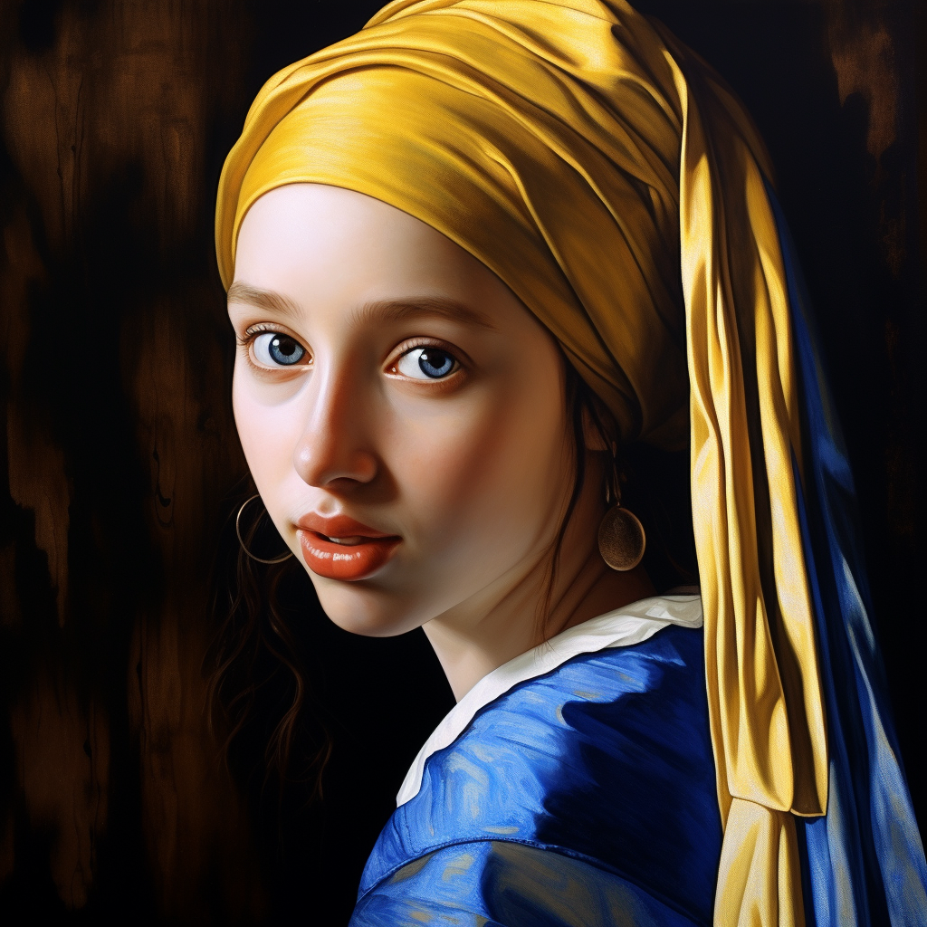 Van Gogh-style painting of girl with pearl earring