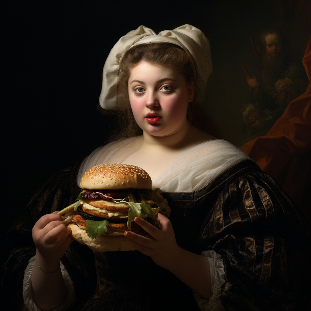 Girl enjoying a delicious hamburger