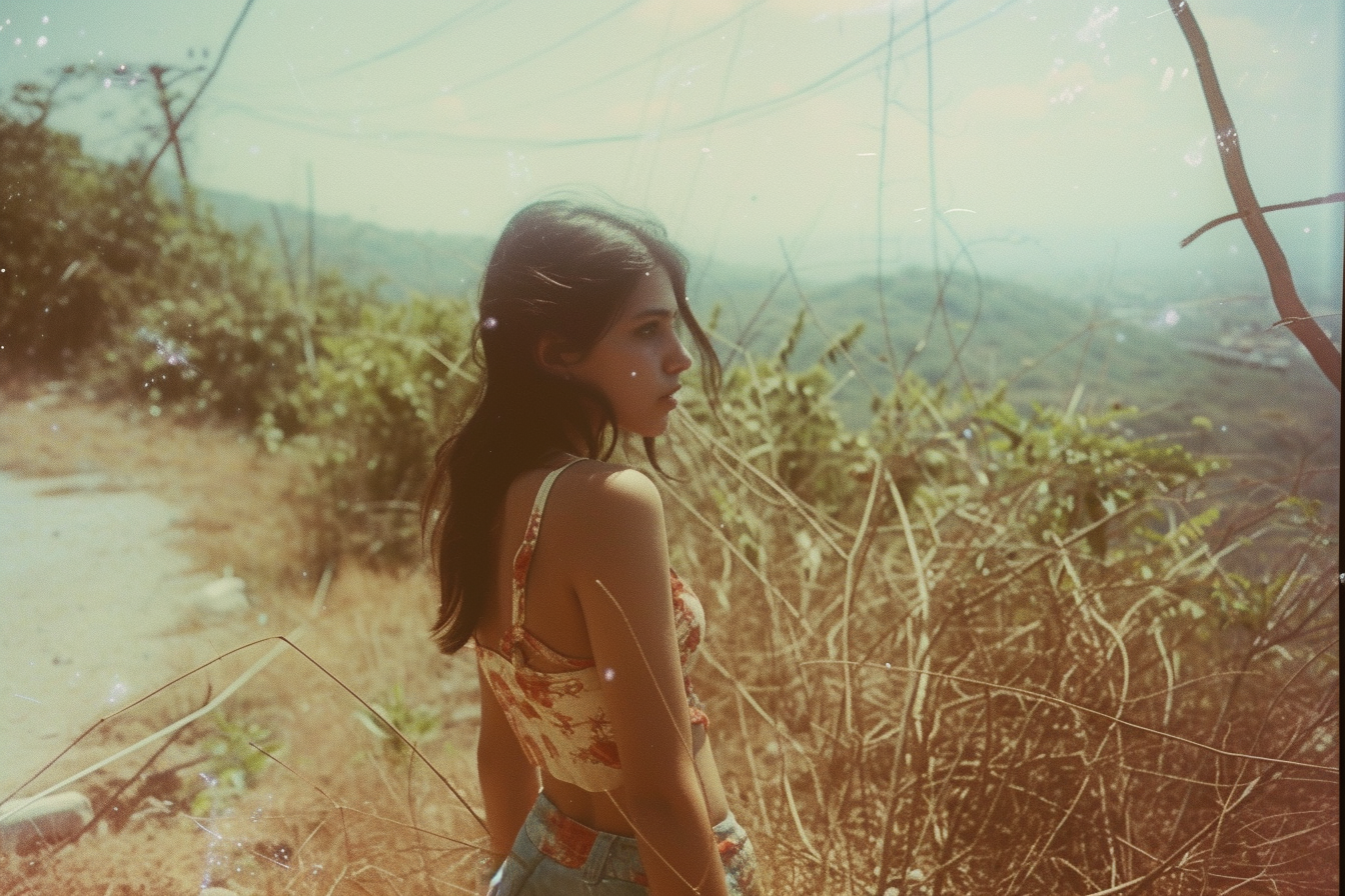 Girl running in nature, Mexico