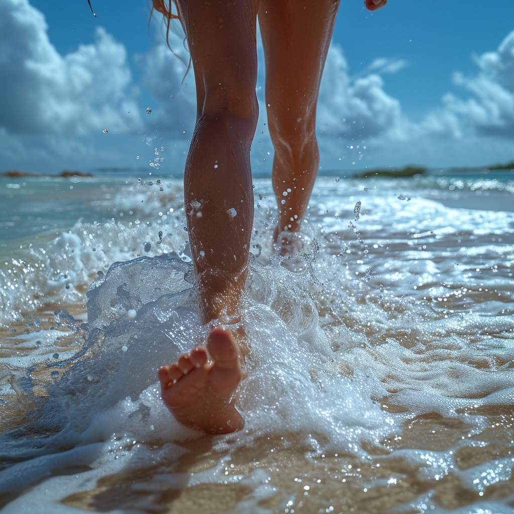 Girl Running on Sandy Beach