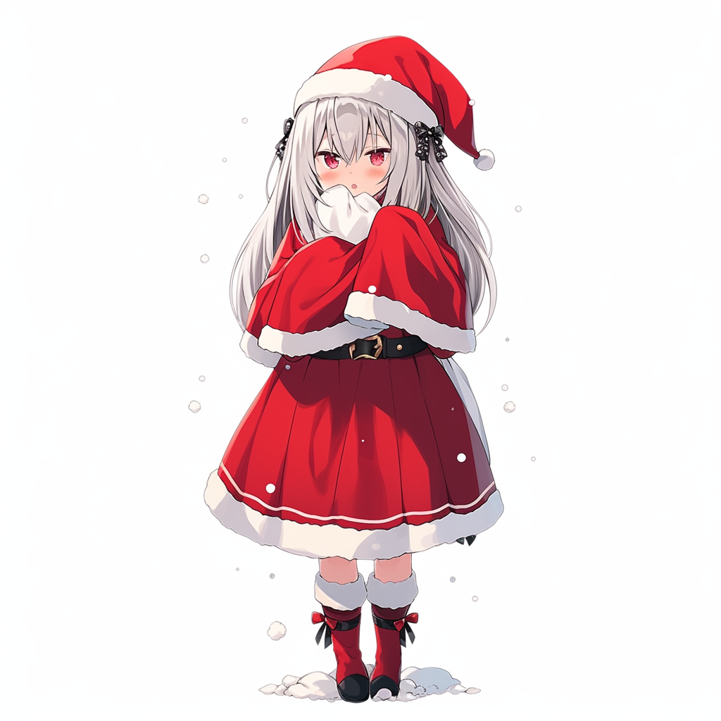 Girl in Santa Claus Costume Sticker