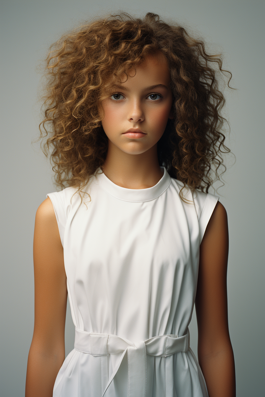 Beautiful girl standing against white background