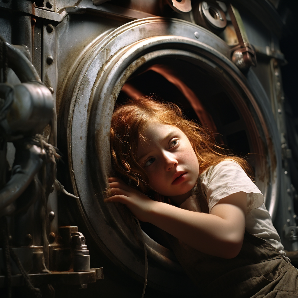 Girl trapped in washing machine