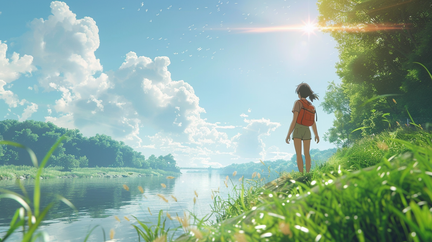 Girl Ghibli Animation Riverside