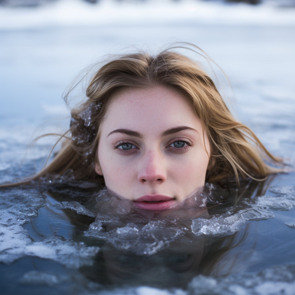 Girl trapped under ice in frozen lake