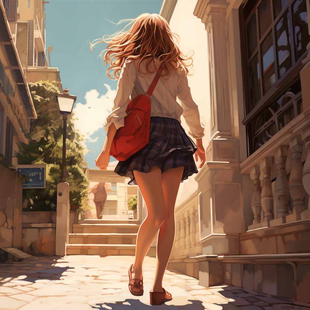 Side view of girl walking on the sidewalk