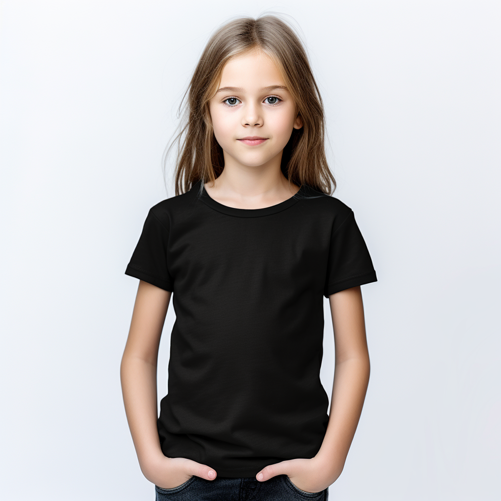 Girl in black crew neck t-shirt