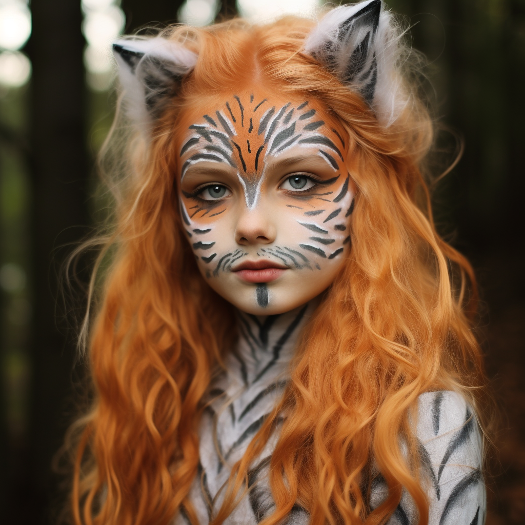 Cute girl with fox face paint